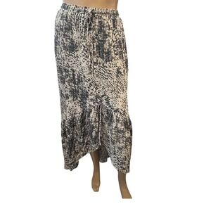 Express Midi‎ Tiered Asymmetrical Skirt Animal Print Drawstring Womens Med Boho